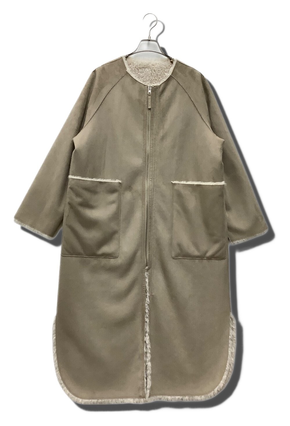 Ameri Reversible Twin Boa Coat 1020731010 Beige S… - image 1