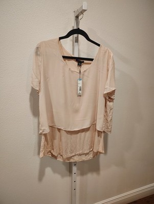 Metaphor Women's Mixed Media Blouse Size XL NWT Short Sleeve Scoop Neck