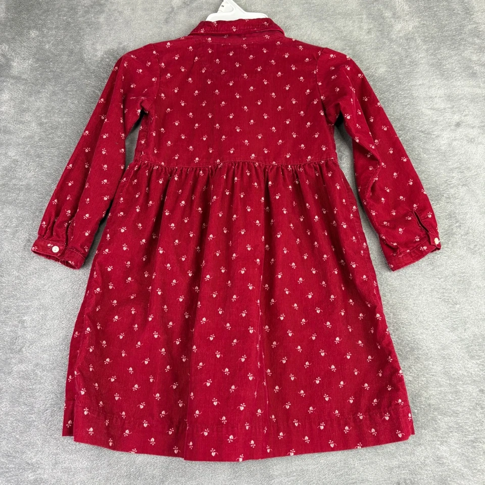 Vestido Ralph Lauren Talla 4T Rojo Pana Estampado Floral Botón Frontal Preppy Vacaciones Foto 3 de 4