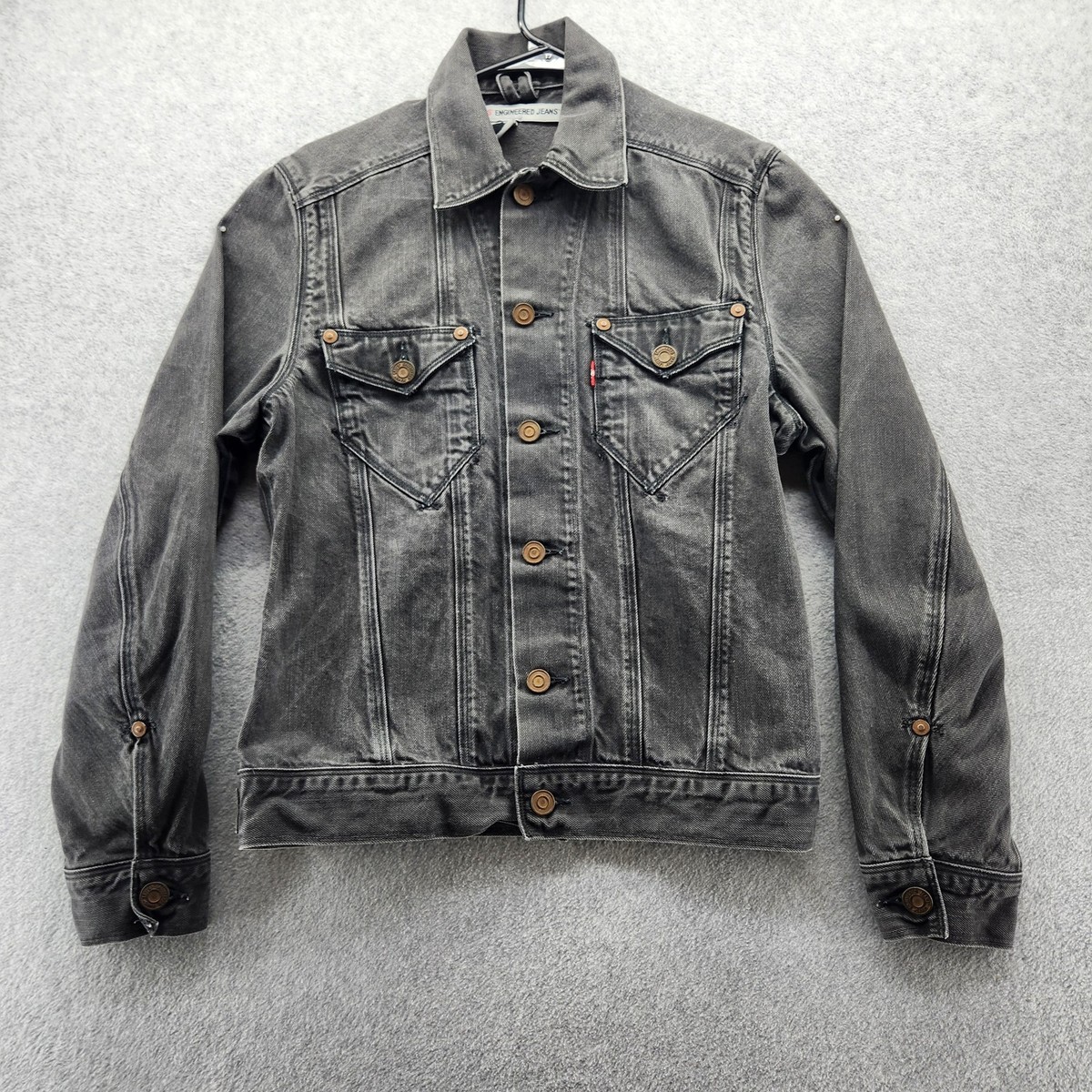 Levis Engineered Jeans Jacket Mens Small Distressed Denim