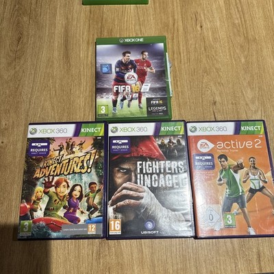 Xbox Spiele Konvolut FIFA 16 Fighters Uncaged Active2 und Kinect Adventures