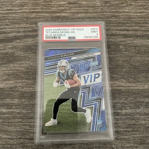 2025 Panini NSCC VIP GOLD Tetairoa McMillan Blue Sparkle /75 PSA 9 RC #RC9