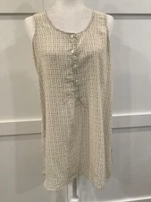 Halston Intimates  Size Medium  100% Silk  Sleeveless Tunic Tan/White