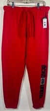 Ecko Unltd Mens Medium Fleece Jogger Sweat Pants True Red Black Drawstring New