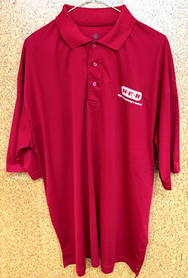 HEB Grocery Store Polo Shirt by Threads 100% Polyester RED VGC XL Extra Long