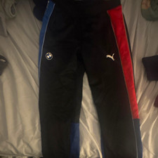 PUMA BMW Motorsport Men's Track Pants S Regular Black Blue Red Logo Sports