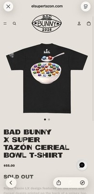 Bad Bunny x Super Tazón Cereal Bowl T-Shirt × LARGE (L)