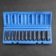 GREY PNEUMATIC 9712MDG 1/4" Dr Metric 6-Point Deep Magnetic Impact Socket Set