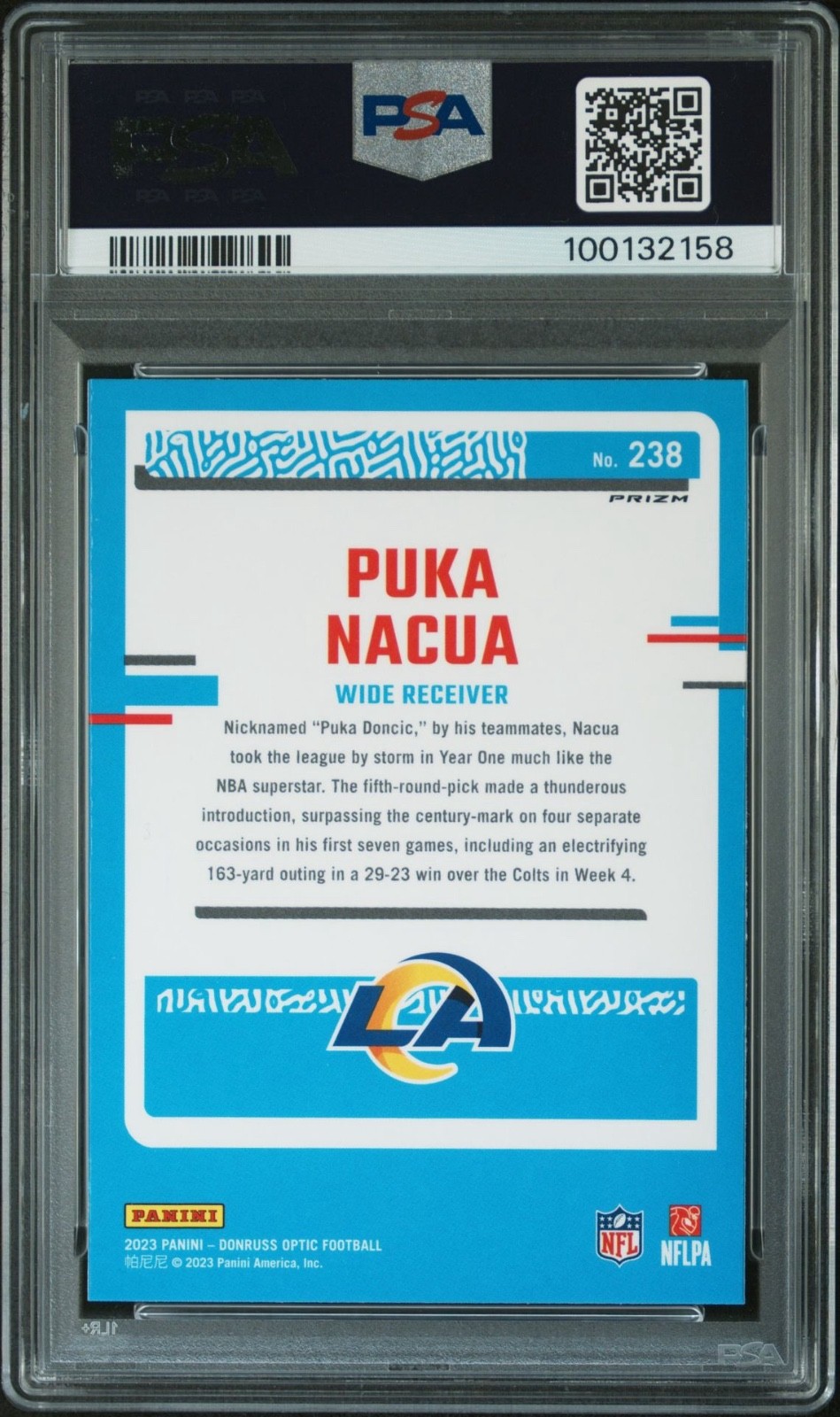 2023 Optic Puka Nacua PSA 9 Mint Stars SSP #238 Rated Rookie LA Rams RC