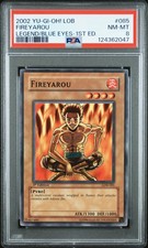 2002 YU-GI-OH LOB-LEGEND OF BLUE EYES WHITE DRAGON 1ST ED 085 FIREYAROU PSA 8