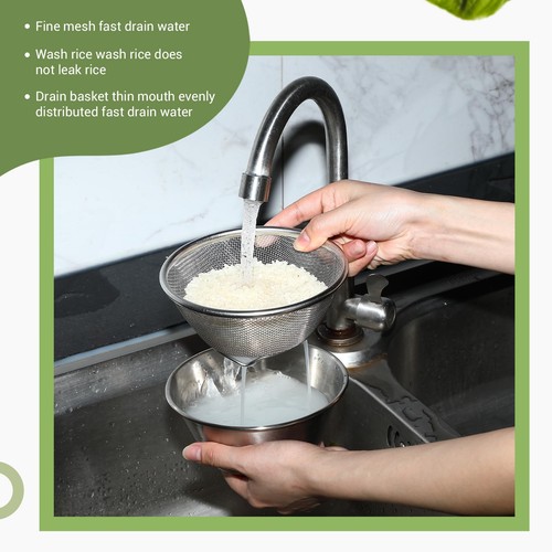 2 Pcs Mini Colander & Food Strainer 304 Stainless Steel Small Mixing Colander... - Picture 6 of 7