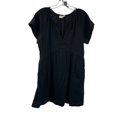 Universal Thread Shift Dress Short Sleeve Black Size Small Linen Blend