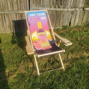 Smirnoff Vodka Pink Lemonade Wood Lounger Sling Chair Beach Rare Liquor Seat