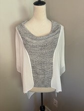 Soft Surroundings NWT Mixed Media Sweater Blouse Chiffon Poncho Size Medium