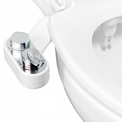 Hibbent WC-Bidet-Aufsatz, nicht elektrisch, mit zwei Düsen, weiß