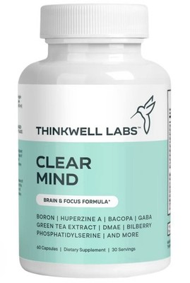Thinkwell Labs Brain Supplements for Memory and Focus 60 Capsules 30 Servings