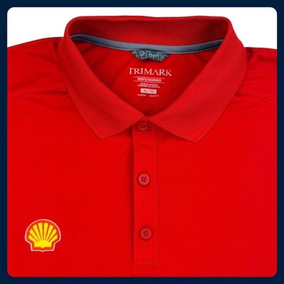 Shell Gas Station Uniform Polo Shirt Men XL Red Performance Trimark Oil Petrol