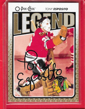 09-10 O-PEE-CHEE LEGEND#599**TONY ESPOSITO*(CHICAGO B-HAWKS)AUTHENTIC AUTOGRAPH