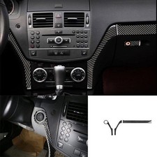 Central Console Fit For Benz C-Class Dashboard Strip 2007-2010 Real Carbon Fiber