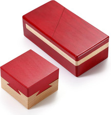 2 Pack Impossible Puzzle Box Wooden Secret Puzzle Boxes with Drawer Mini 3D Brai