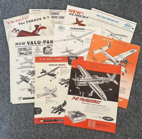 K&B Manufacturing VTG Salesman Sample Catalog Pages (9) Promo Model Airplanes