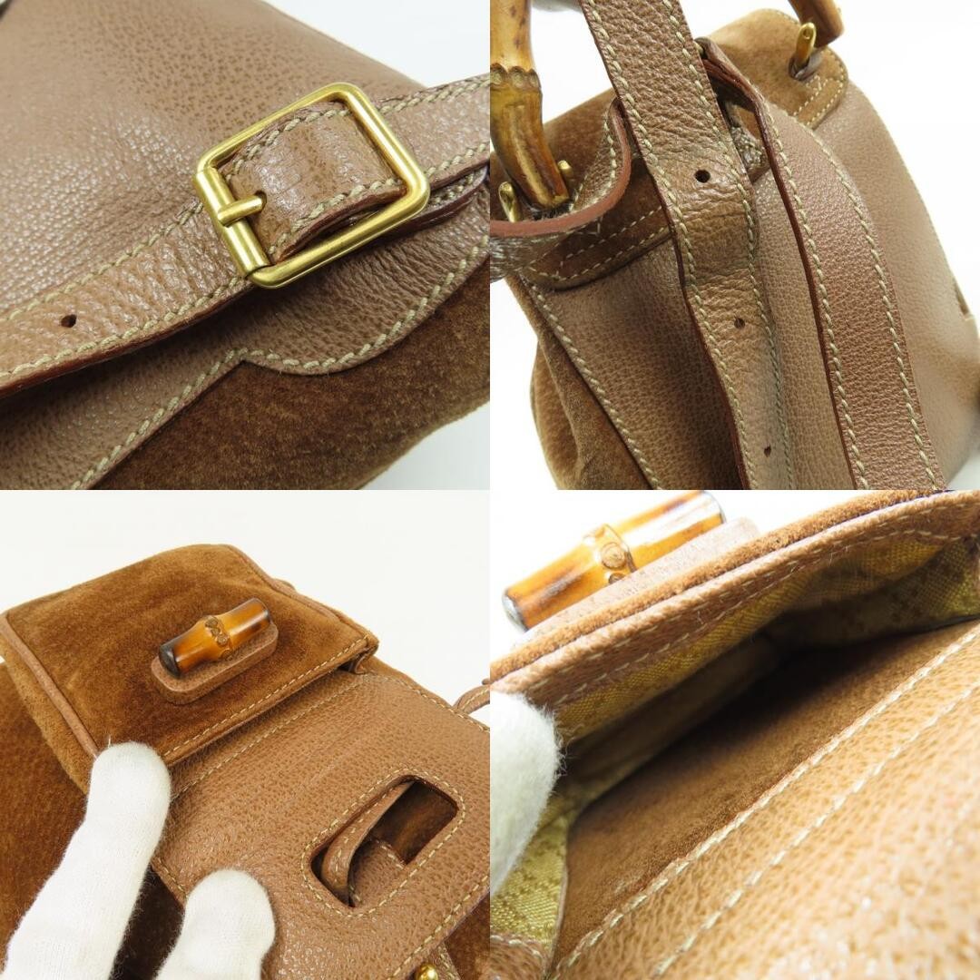 Gucci Vintage Bamboo Line Backpack Brown Leather Women's Used image 8