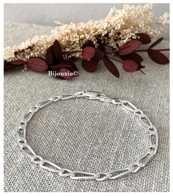 Bijouxia Armband Figaro-Mix, Alternierende Glieder, 21 CM x 4 MM, 925/1000 NEU - Bild 1 von 4