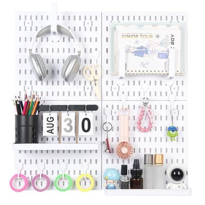 Pegboard Wall Organizer Kit 4 Panels 14 Accessories 20LBS Load Bearing White
