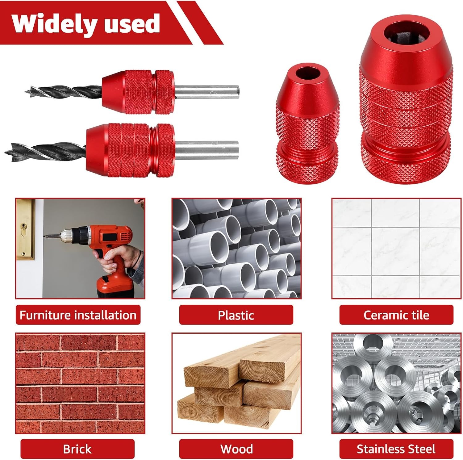 2Pcs Drill Depth Stop Adjustable Bit Collar Set Aluminum Gules 