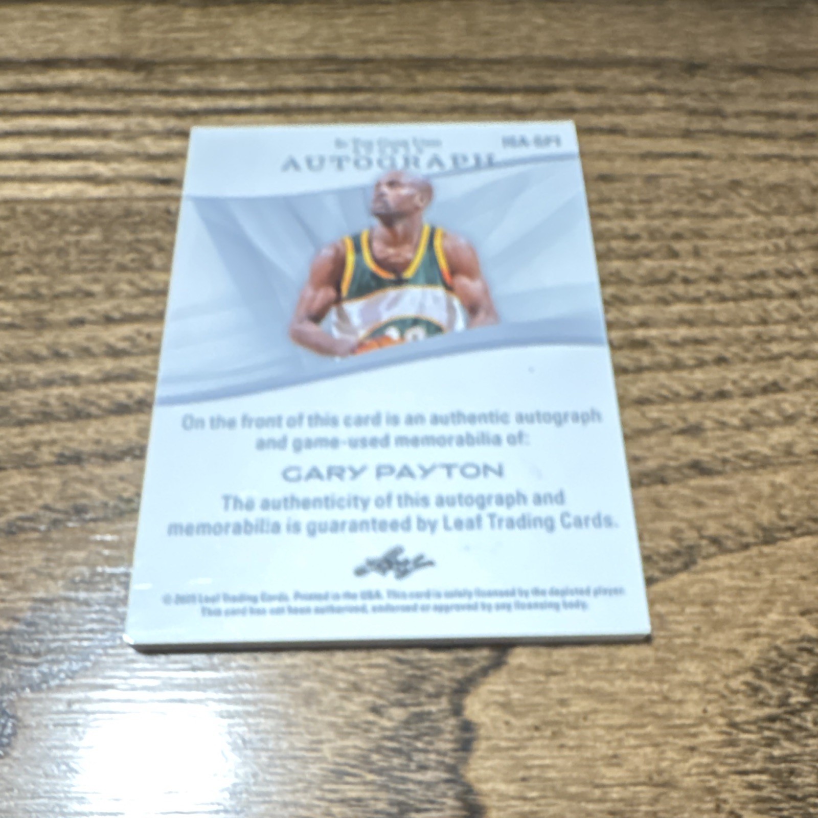 Leaf In the Game Used Gary Payton Hard Signed Auto Mem 19/35 Supersonics view 2