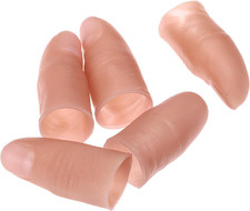 Finger Magic Trick Fake Soft Thumb Tip Close Up Stage Show Prop Prank Toy 5Pcs