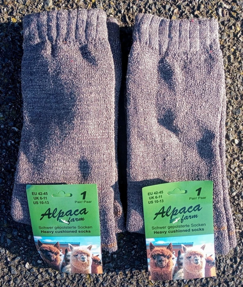 2 Pairs Alpaca Wool Cushioned Socks UK 6 - 11 By Alpaca Farm