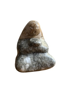 Vintage Carved URAL Siberian Stone Woman  Figurine Dinking Tea