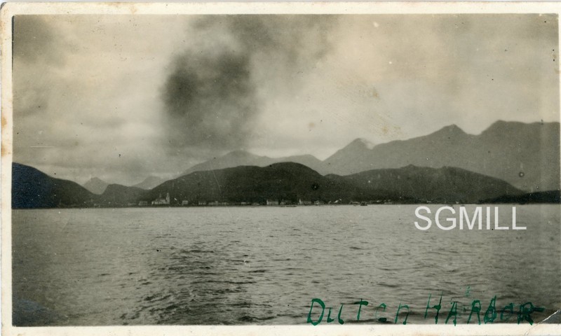 B10 Antique Photo Dutch Harbor AK Alaska Active Volcano