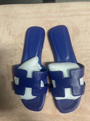 Hermès Leather Logo Accent  Slip-On Comfort Slide Sandals Women Size 9
