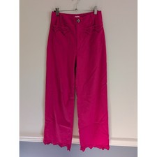 Maeve Anthropologie The Colette Pink Linen Wide Leg Scalloped Pants 27 statement