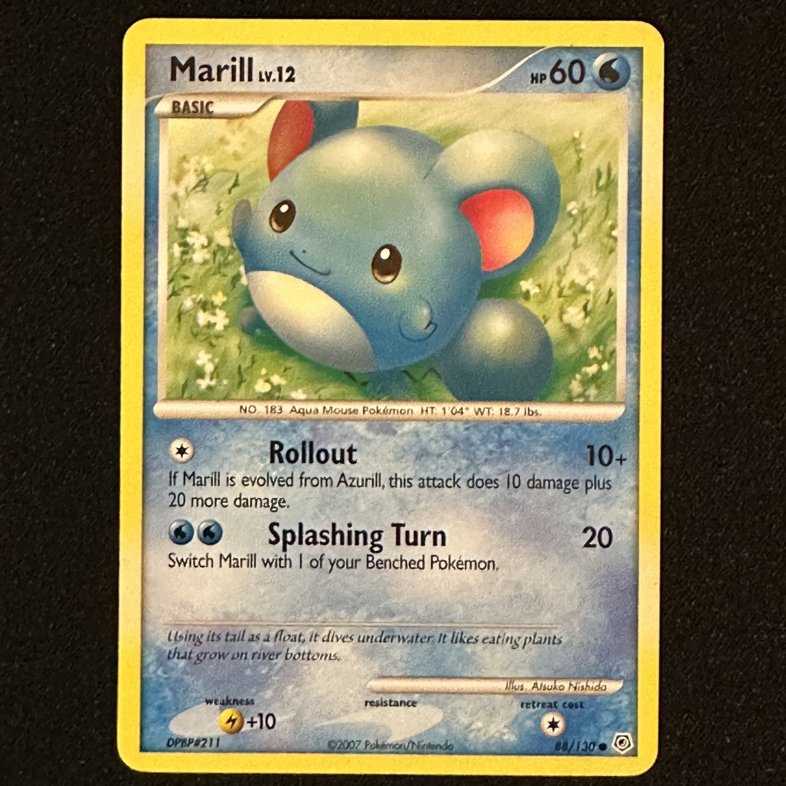 Marill  88/130 Common Card - Diamond & Pearl - Pokemon TCG 2007 - Light Play