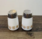 Vintage Starline Golden Butterfly Print Milk Glass Salt & Pepper Shakers