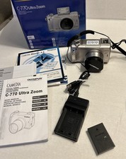 Olympus C-770 Ultra Zoom 4MP Digital Camera Battery Charger Box Manuals *Works*