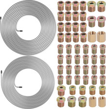 2 Sets 25 FT 3/16" 1/4" Zinc-Coated Brake Line Tubing Kit with 60 Pcs Brake Line