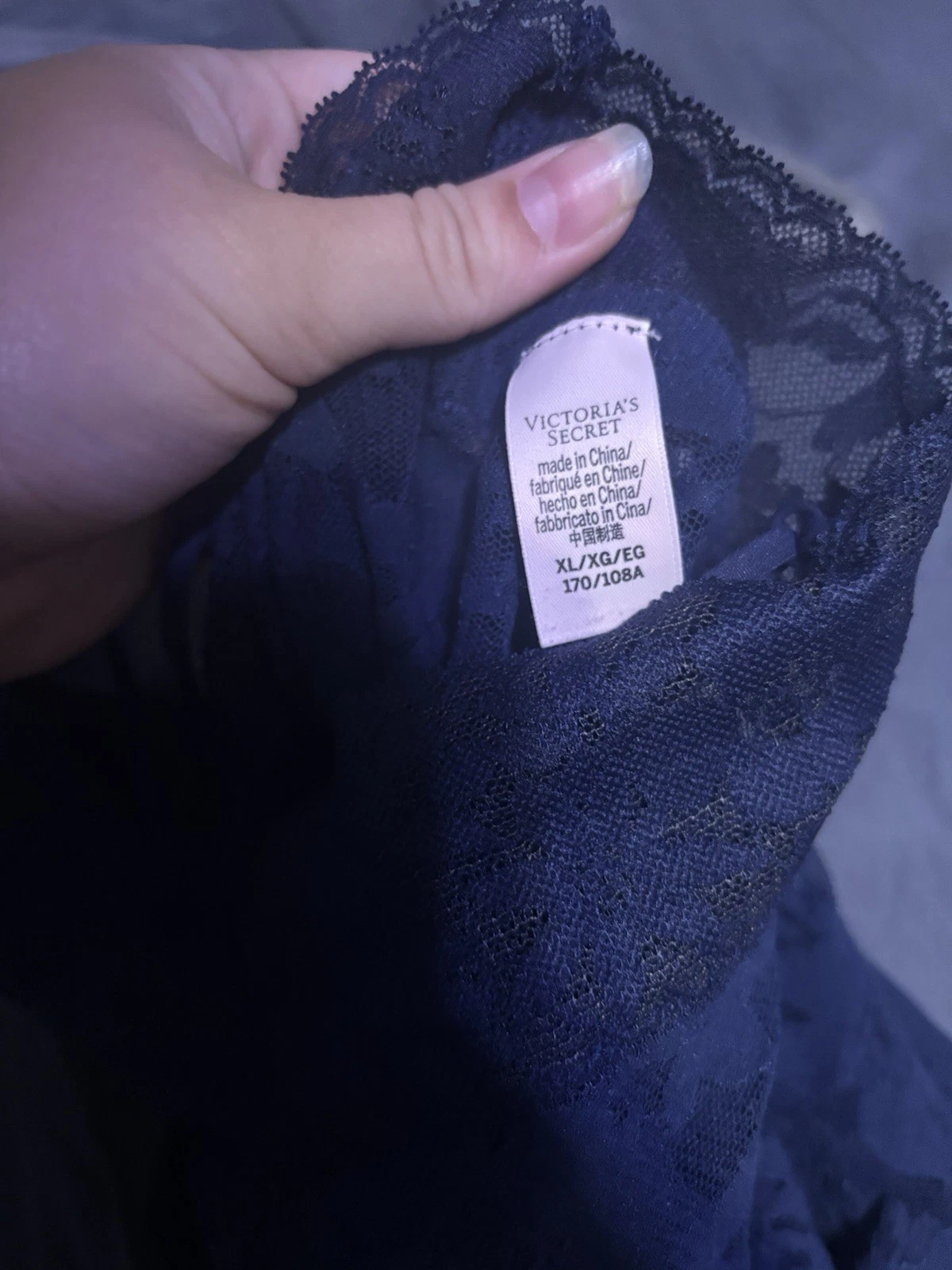 UNDERCOVER victoria’s secret twee full pizzo Y2K rock mini abito slip taglia xl blu navy