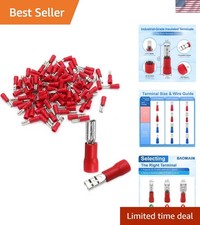 0.11" Female Quick Disconnect Spade Terminals,Insulated Crimp Connectors 22-1...