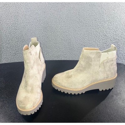 DV Dolce Vita RIELLE Suede Lug Sole Wedge Chelsea Boots Women 8 Waterproof