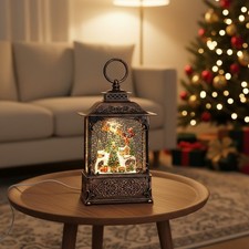 Charming Santa  Reindeer Christmas Snow Globe - Glittery D cor for Every Home