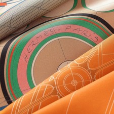 Herm s Double Face Silk Scarf 90 "Projet de Voiture Petit-Duc Bateau