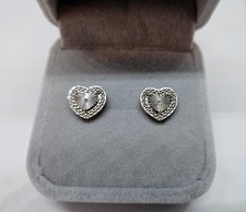 Heart Stud Earrings Silver Gold Tone, Comes In Gift Box