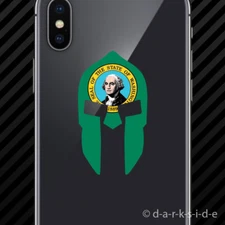 (2x) Washington Flag Spartan Helmet Cell Phone Sticker sparta molon labe WA