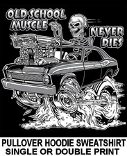 1968-74 OLD SCHOOL MUSCLE HOT ROD DRAG RACE BLOWER CAR SKULL HOODIE SWEATSHIRT