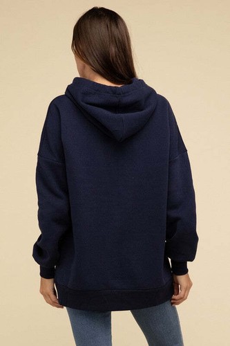 Zenana Oversized Drawstring Hoodie Tunic Sweatshirt with Pockets in 3 Colors - 第 2/20 張圖片