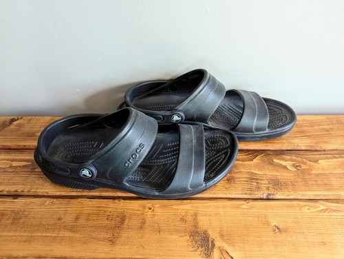 Crocs Sandals Men's Sz 10 / Women's Sz 12 Black Strap On Slip On Shoes - Picture 7 of 8